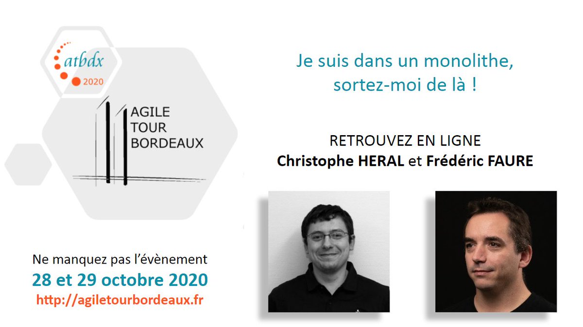 Comment sortir du monolithe grâce à la transformation produit en accompagnant une équipe au quotidien ?

Si cela vous intéresse, c'est justement ce que @ffaure32 et <a href="/ChrisHeral/">Christophe Heral</a> aborderont à l'#Agile Tour #Bordeaux jeudi PM.

Tout le programme ici : cutt.ly/MgQ60GO
#atbdx