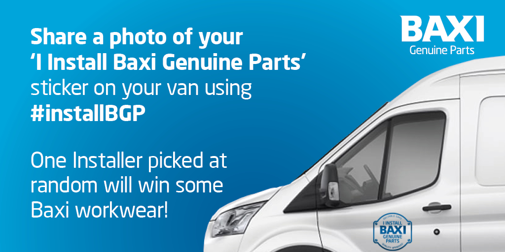 baxiboilers's tweet photo. Go on, show us your new Baxi Genuine Parts van sticker (on YOUR van) and be in the draw to win a Baxi jacket and polo shirt. 
Promo runs 19/10-02/11. 
The winner with the best photo will be selected on Tuesday 3rd November 2020.
Use #InstallBGP https://t.co/YAdUMBWRSb