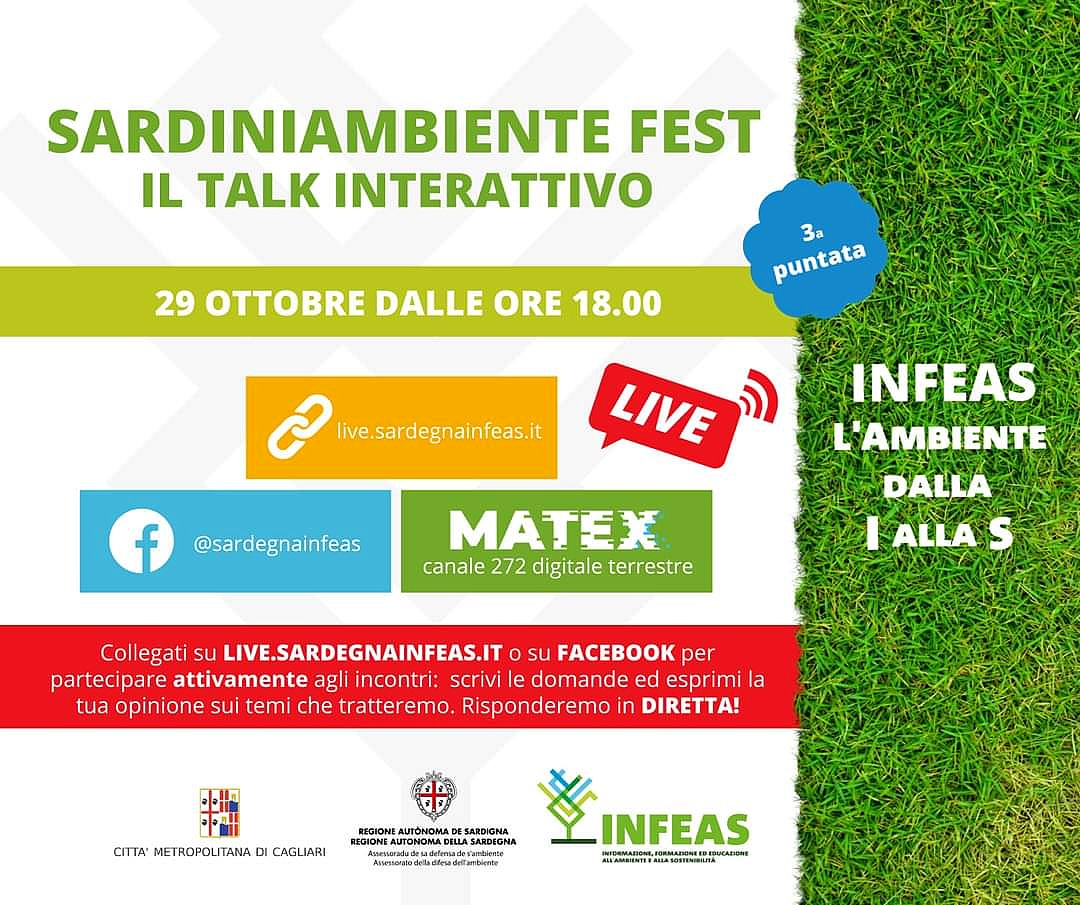 Matex85923885's tweet photo. La terza puntata di "Sardiniambiente Fest", dal titolo "Prospettive e scenari sulla mobilità sostenibile", Talk Ambientale Interattivo, andrà in onda giovedì 29 ottobre, dalle ore 18 alle ore 20, in diretta su MATEX TV, canale 272 del Digitale Terrestre!
#infeas #sardegna https://t.co/xDjbEjPS9J