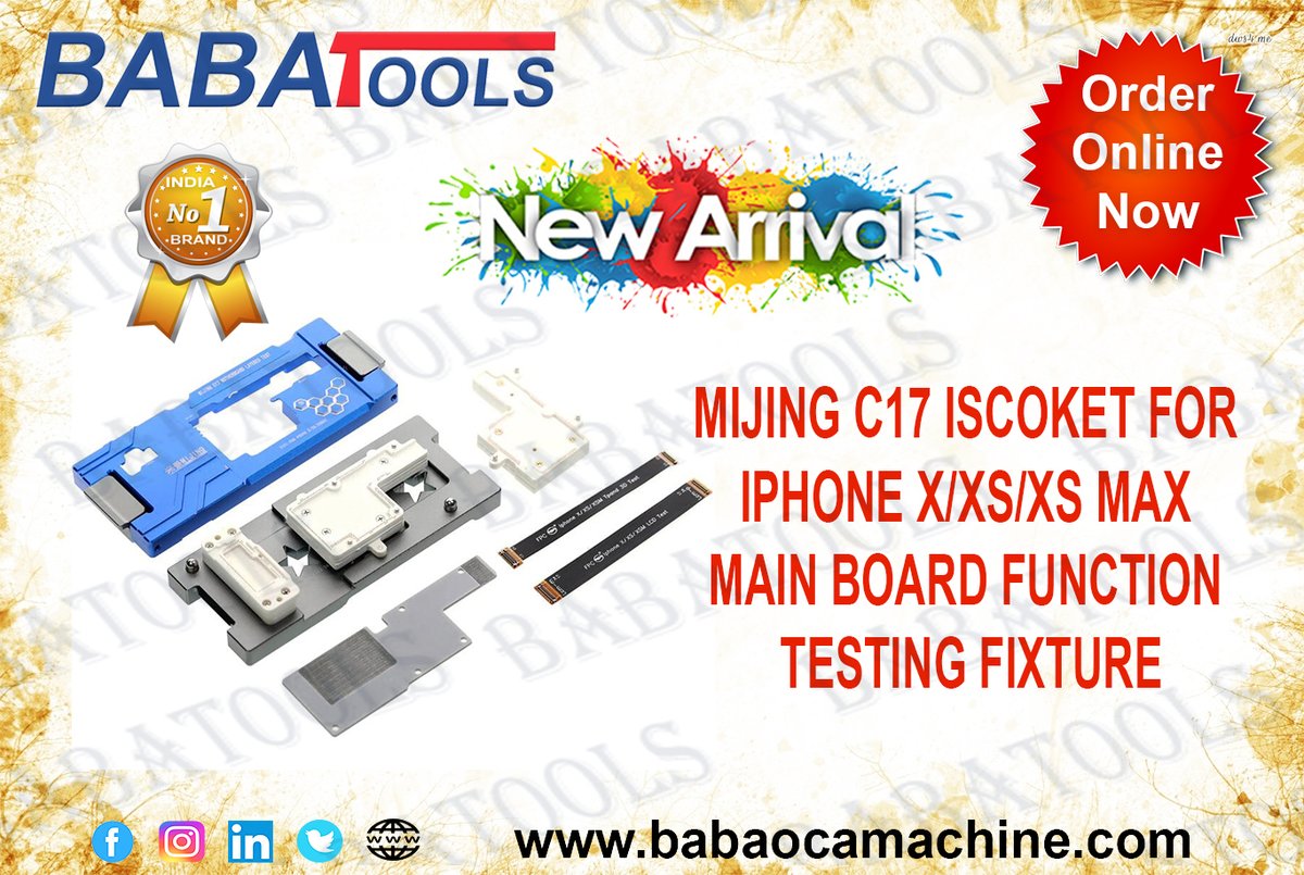 BabaCable's tweet photo. MIJING C17 ISOCKET FOR IPHONE X/XS/XS MAX MAIN BOARD FUNCTION TESTING FIXTURE
##ordernow https://t.co/xMwixGdXkO
#babaocamachine #babatools
#babacable #babatools
#smd #powersupply #mircoscope
#mijingc17isocket #c17isocket #iSocket
https://t.co/3xXFQCXmxZ https://t.co/tB4ozBZPDJ