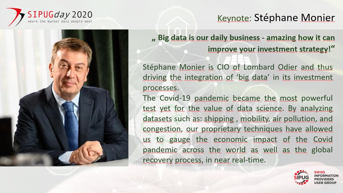 stephanemonier's tweet photo. Don ‘t forget to Live Stream the SIPUG Swiss Information Providers User Group today.
I will be sharing my views on big data, and how we use it in our analysis.
Webstrem link:
https://t.co/88XmJquX0q
#sipug #sipugday #bigdatasolutions https://t.co/MAXFsxTLwK