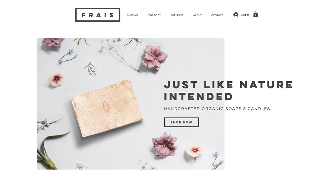 A screenshot of a Wix template for an organic soaps and candles store.