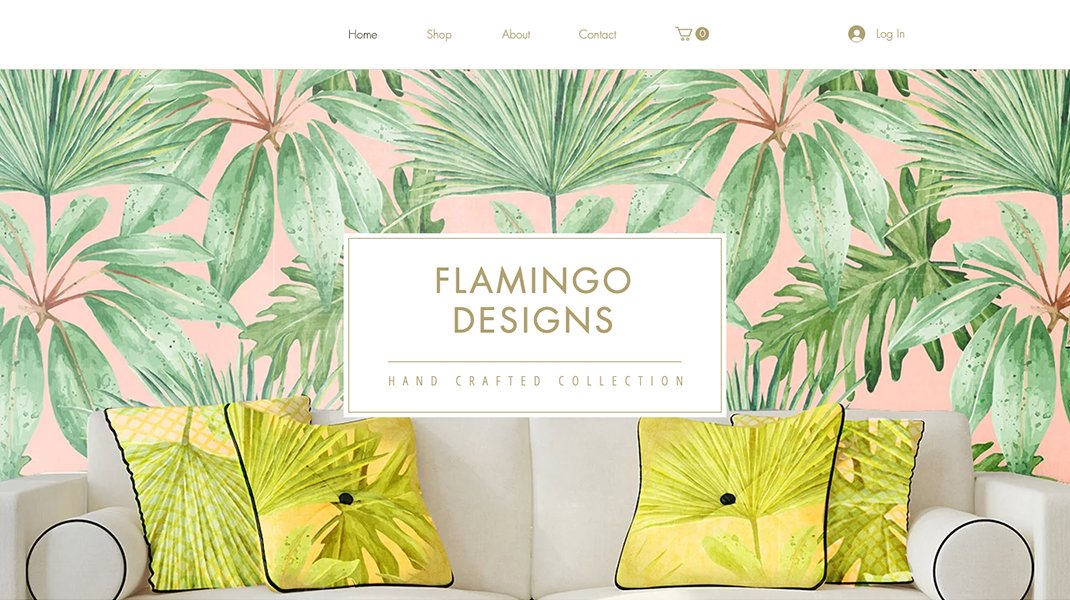 A screenshot of a Wix template for a home furniture designer website.