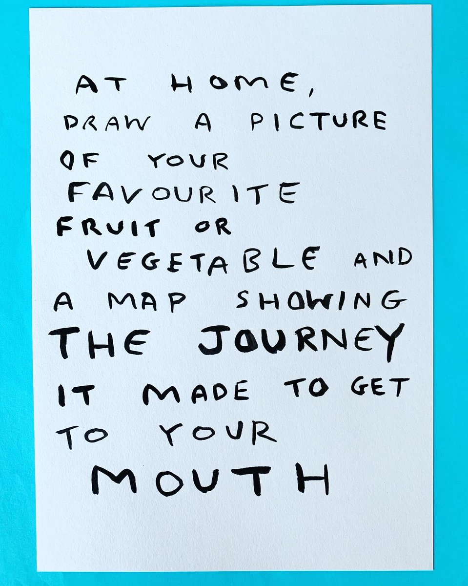 Day 4! At home, draw a picture of your favourite fruit or vegetable and a map showing the journey it made to get to your mouth  #TheBigGreenDraw #HalfTermActivity
