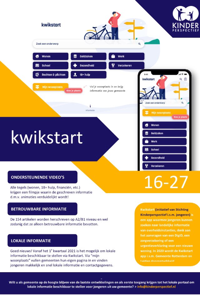 Heb jij jouw gemeente al aangemeld voor een gratis lokale pagina op de vernieuwde kwikstart app? Beschikbaar vanaf q1 2021! Meer info? Check de flyer of mail naar info@kinderperspectief.nl #RETWEEET #vng #kwikstart #delen <a href="/VNGemeenten/">VNG</a>