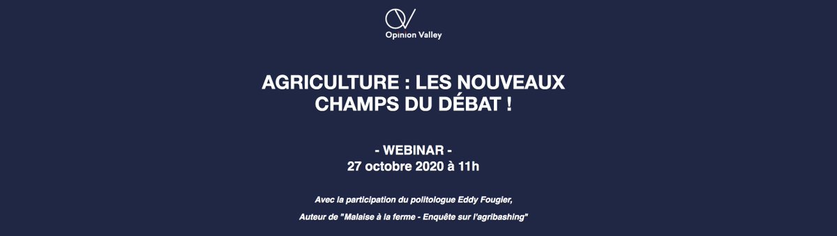 OpinionValley's tweet photo. ⏰ Le nouvel #événement d'@OpinionValley débute dans 1H !
Pour ce webinar, nous aurons le plaisir d'accueillir @eddyfougier, politologue et auteur de "Malaise à la ferme - Enquête sur l'#agribashing" 🧑‍🌾🐷 https://t.co/GmuFMfEi5B