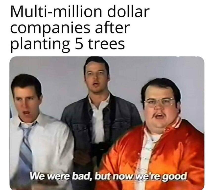 fargueras's tweet photo. Multi-million dollars companies after planting 5 trees #Ndflex #Greenwashing https://t.co/qroPrvoS9e
