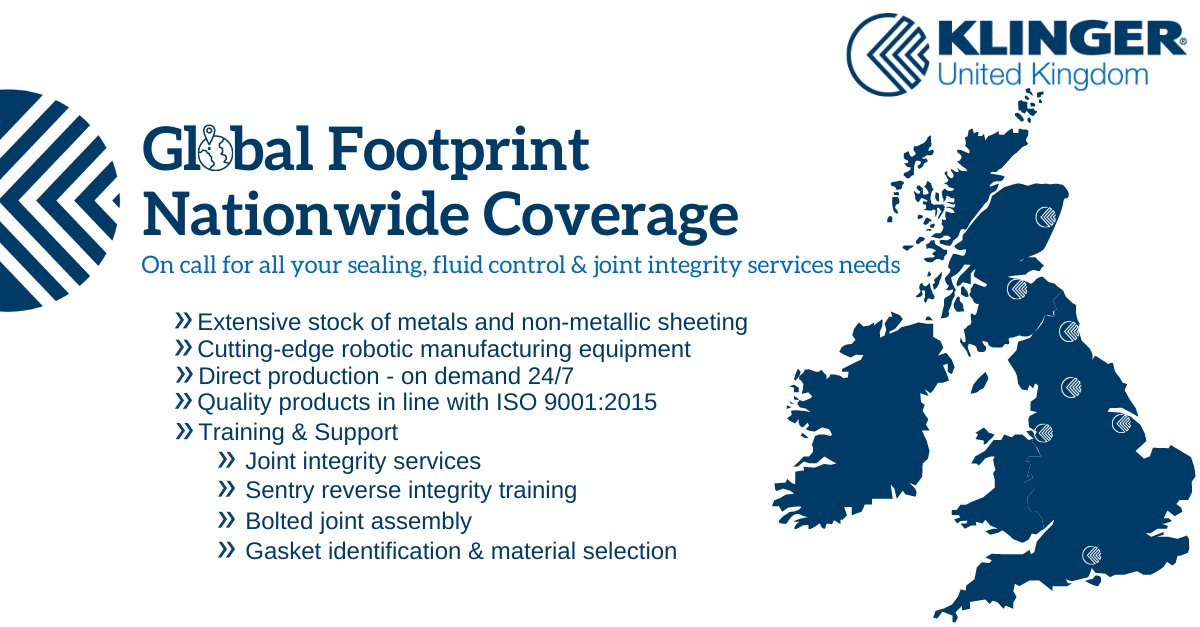 Klinger_Ltd's tweet photo. As well as having a global footprint we have 7 manufacturing facilities across the UK. This means we are able to offer you a fast, and efficient service anytime, anywhere. Click here to see your local branch - https://t.co/4TEFUIR22a

#sealingsolutions #fluidcontrol #gaskets https://t.co/6KCPBqKxJV