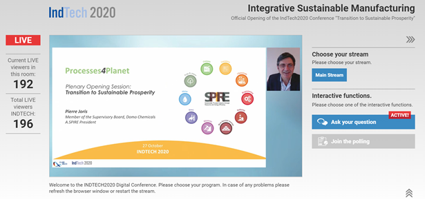 ASPIRE_P4Planet's tweet image. Pierre Joris on the stage at #Indtech2020. 
Paths for sustainable prosperity exist. Process Industries can leverage change with the right framework, support to innovation, infrastructure and inclusive approach.
#IndustrialTechnologie #HorizonEU #EuropeanPartnerships 

 @BMBF_Bund