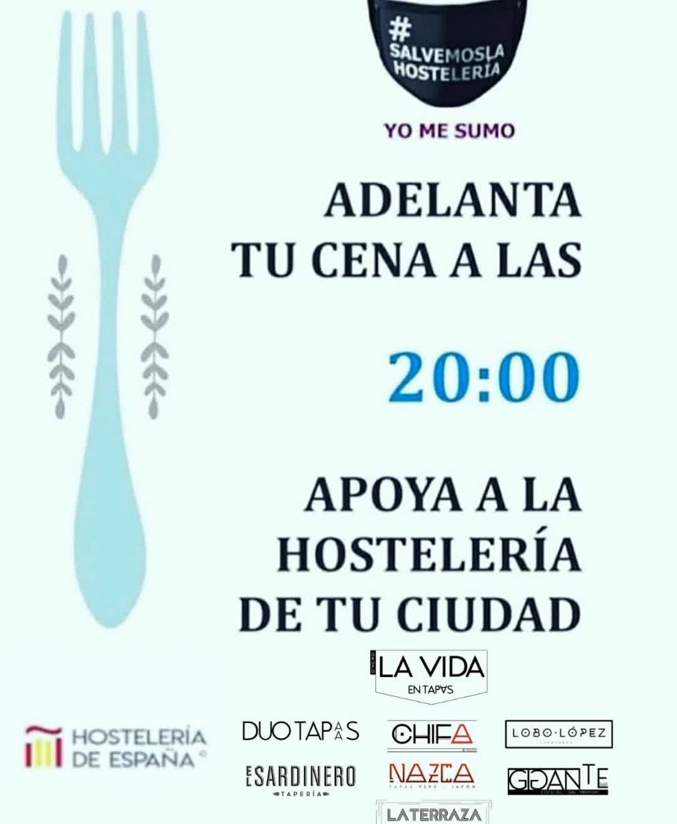 NazcaTapas's tweet photo. Desde el grupo La Vida En Tapas nos unimos a la iniciativa de hosteleros de España, sigamos viviendo momentos juntos 😉

@LaVidaEnTapas #Sevillahoy #TDSGastro #TdsActualidad #GastronomiaSevilla #food #Seville #tapas #slowfood #Gastro #SalvemosLaHosteleria #TodosUnidos #YoMeSumo https://t.co/Zm3h9hi5r9