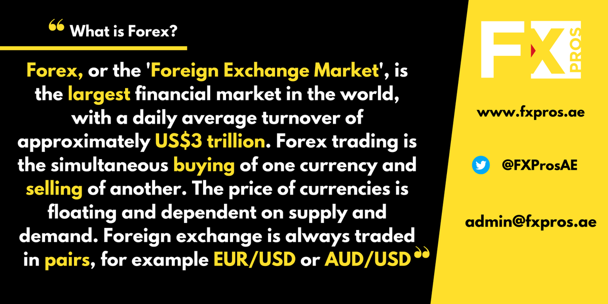 AH2WEALTH's tweet photo. #FXProsAE @FXprosAE
𝗪𝗵𝗮𝘁 𝗶𝘀 𝗙𝗼𝗿𝗲𝘅?
Forex Trading is the simultaneous buying of one currency and selling of another
It is the largest financial market in the world
#Forextrading #FXexchange #Currency #Investment https://t.co/E6mkySiw4f
