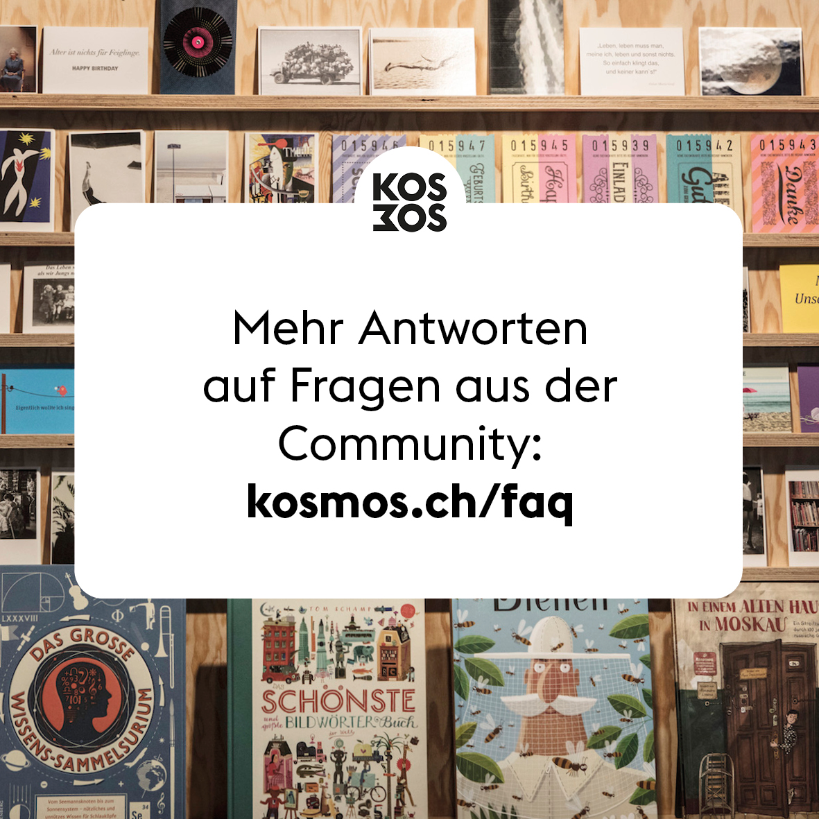 Wir liefern Lesestoff in einsame Quarantäne-Stuben! (Und auch ganz generell zu euch nach Hause.) kosmos.ch/faq
#KOSMOSoffen #OPENspace #GrossraumKOSMOS #FAQcovid #FAQkosmosUNDcorona #kosmonautinnen #kosmoszuerich #buchsalon #supportyourfriends #supportyourlocalbookstore