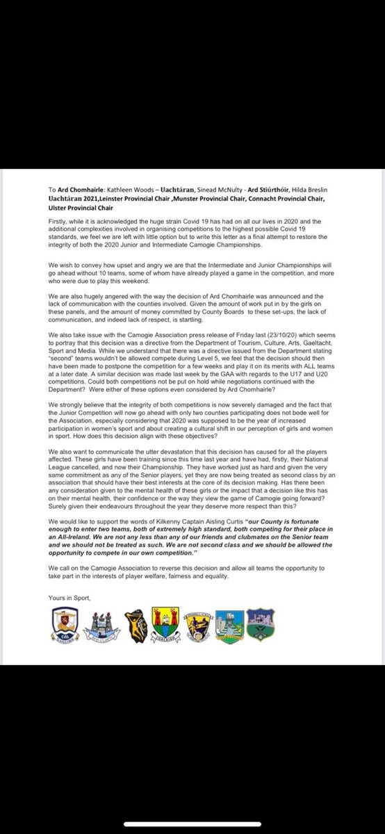 Please reverse this decision <a href="/OfficialCamogie/">The Camogie Association</a> #wearenotsecondclass 
<a href="/womenshurling/">womenshurling</a> @WomensGPA <a href="/Herdotie/">Her.ie</a> <a href="/gbfmsports/">Galway Bay FM Sport</a> <a href="/SportsDaz/">SportsDaz</a> <a href="/GalwayCamogie96/">Official Galway Camogie</a>