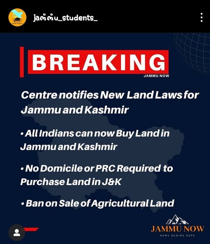 oye_jammu's tweet photo. I am in oppose of this land law as it is not good for the people of Jammu and kashmir. Why domicile is not eligible for this, why govt. using jammu and kashmir as a toy. 
If u want a toy go to toy shop not think about jammu. u Are spoiling the jammu as what is our crime a https://t.co/CvGOqj8E0P