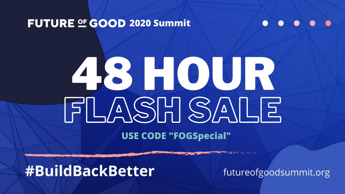 futureofgood's tweet image. ⚡️48 hour FLASH SALE ⚡️

Reasons you don&apos;t want to miss our #BuildBackBetter Summit:

✅mind-blowing convos
✅meaningful peer connections w/ @e180labs #Braindates
✅unique digital experience on @SpotMe 
✅sensory experience w/ art, music &amp;amp; movement

🎟️: futureofgoodsummit.org