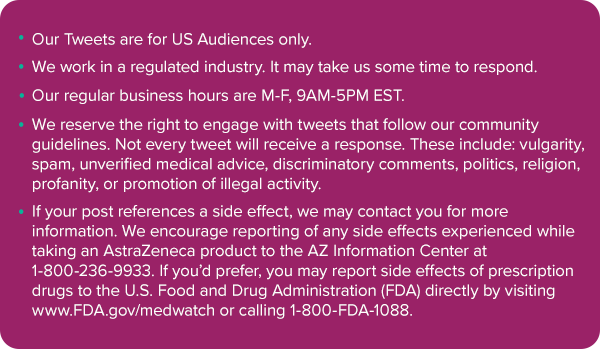 Welcome to our page! Check out our community guidelines below to see what to expect from us on Twitter.