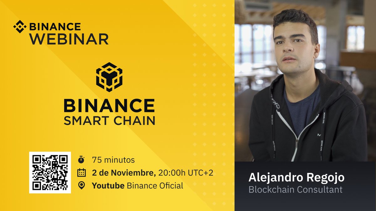 📢 ¡Webinar sobre la #Binance Smart Chain #BSC en español! 🔸 YT youtube.com/watch?v=9mG7i3… 🕖 Hora: 🇪🇸 20h 🇦🇷 16h 🇨🇱 16h 🇻🇪 15h 🇨🇴 14h 🇲🇽 13h Con @AlejandroRegojo 🥳 ¡Sorteo de 600$! ¿Cómo participar? - Envía tus preguntas forms.gle/7doNwgh5KEavXY… - RT + Like este tweet #BNB