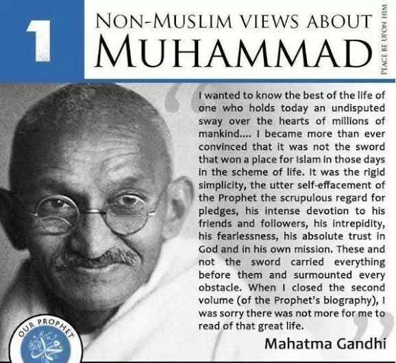 we_are_2united's tweet photo. Celebrated names like Mahatma Gandhi, Adam Smith, Annie Besant & Sarojni Naidu, have appreciated Prophet Mohammad for his courage & holy character. His pious teachings influence the lives of ordinary people even to this day!
#MuhammadForAll
#MuhammadFinalMessenger https://t.co/3uKe9yuqdR