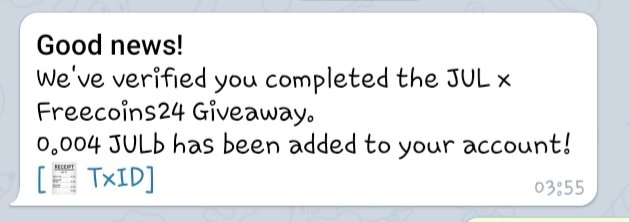 CrypDrops's tweet photo. JULb #Airdrop 
Free 0.004 JULB #Instant to your wallet

👉 https://t.co/YvEZD0V727

▪️Click Start Verification
▪️Join Group
▪️Follow 3 twitter
▪️Submit twitter ID
✅ DONE.

📃❗️ NOTE: Steps/joining reward will be sent out every 24 hours. https://t.co/O6NfNkZGvE