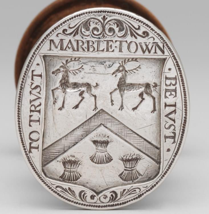 albanperes's tweet photo. Pour #LeSceauDuMardi voici une matrice gravée des #armoiries et de la devise de la ville de #Marbletown 🇺🇸 #heraldry #usa @sfhs1937 @DumoulinValrie2 @heraldique_fr https://t.co/iEjfzbOwAq