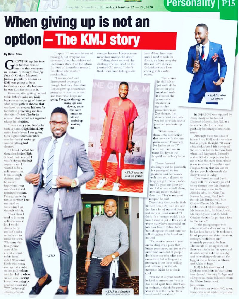 KMJonAIR's tweet photo. Please grab a copy of Graphic Showbiz and have a read. 🕺🏿😊🎤
Cheers! 😊
#TheRoyalHost
#MyStory https://t.co/h5w3GuBfuu