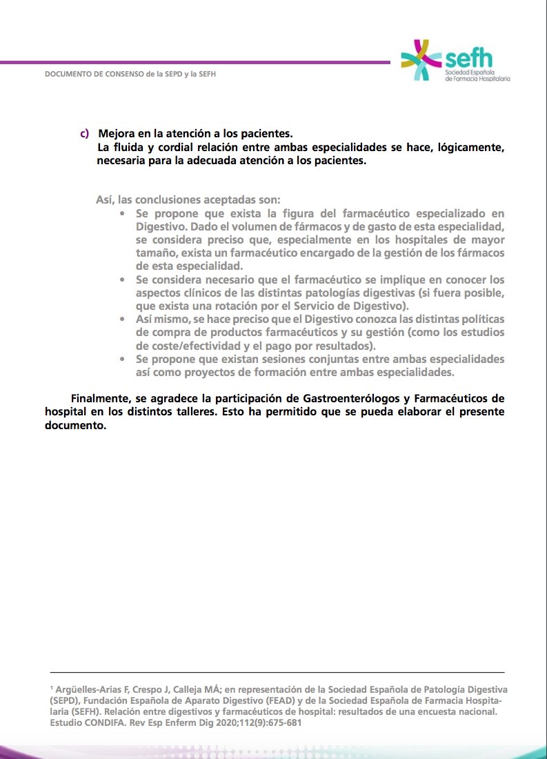 sefh_'s tweet photo. #CONDIFA Documento de consenso @sepdigestiva y @sefh_ sobre principales aspectos que atañen a #digestivo y #farmaciahospitalaria en práctica clínica habitual
📊Inversión en medicamentos
💉Biológicos y biosimilares
👩🏻⚕️Mejora en atención a pacientes
https://t.co/E3bxUIgI0w https://t.co/Xk3ZjxdN2f