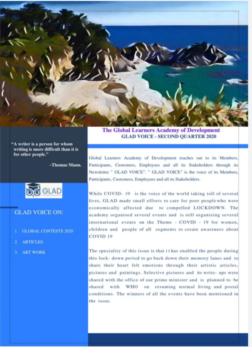 Happy to tell about my published article on "#Polar Research : A key to explore exo-planet life" in Global Learners Academy of Development (GLAD) newsletter GLAD VOICE SECOND QUARTER, Chennai, Tamil Nadu, India <a href="/glad68843291/">glad</a> <a href="/DhempeCollege/">Dhempe College</a> <a href="/NASA/">NASA</a> <a href="/isro/">ISRO</a> <a href="/IndiaDST/">DSTIndia</a> <a href="/shubhrataravi/">Shubhrata Mishra</a>