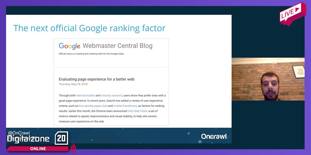 digitalzoned's tweet photo. 🎤 @FlyingClem is talking about pulling core web vitals into a technical SEO audit and measuring their impacts on rankings and traffic. To be the part of this session register to the #digitalzone20 now 👉https://t.co/Ali2ORV1PW https://t.co/KXTctF6pdY