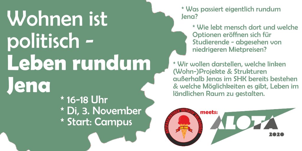 fancyfraenzyy's tweet photo. Veranstaltungstipp im Rahmen der #ALOTA! Der Speckgürtel um Jena aka der #SHK hat vieles zu bieten ;)
#AIS #FCKNZS
Ganzes Programm gibt's hier: https://t.co/jRe2Y8USae https://t.co/Vf0u4kyC6B