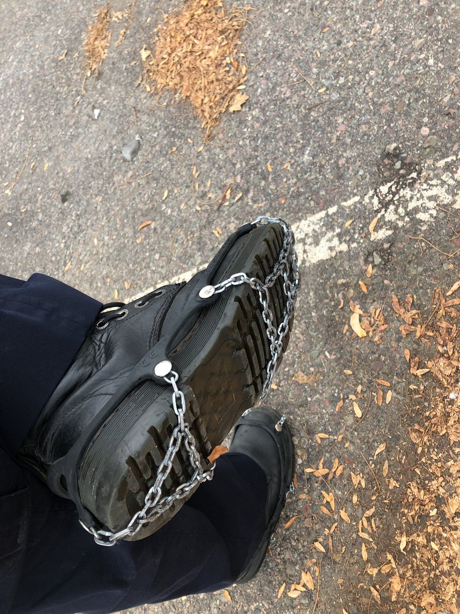 When people ask me what my little sister does in Montana and I respond “she wears boots.” This is what I mean. #communitypolice #thosearechains #boots