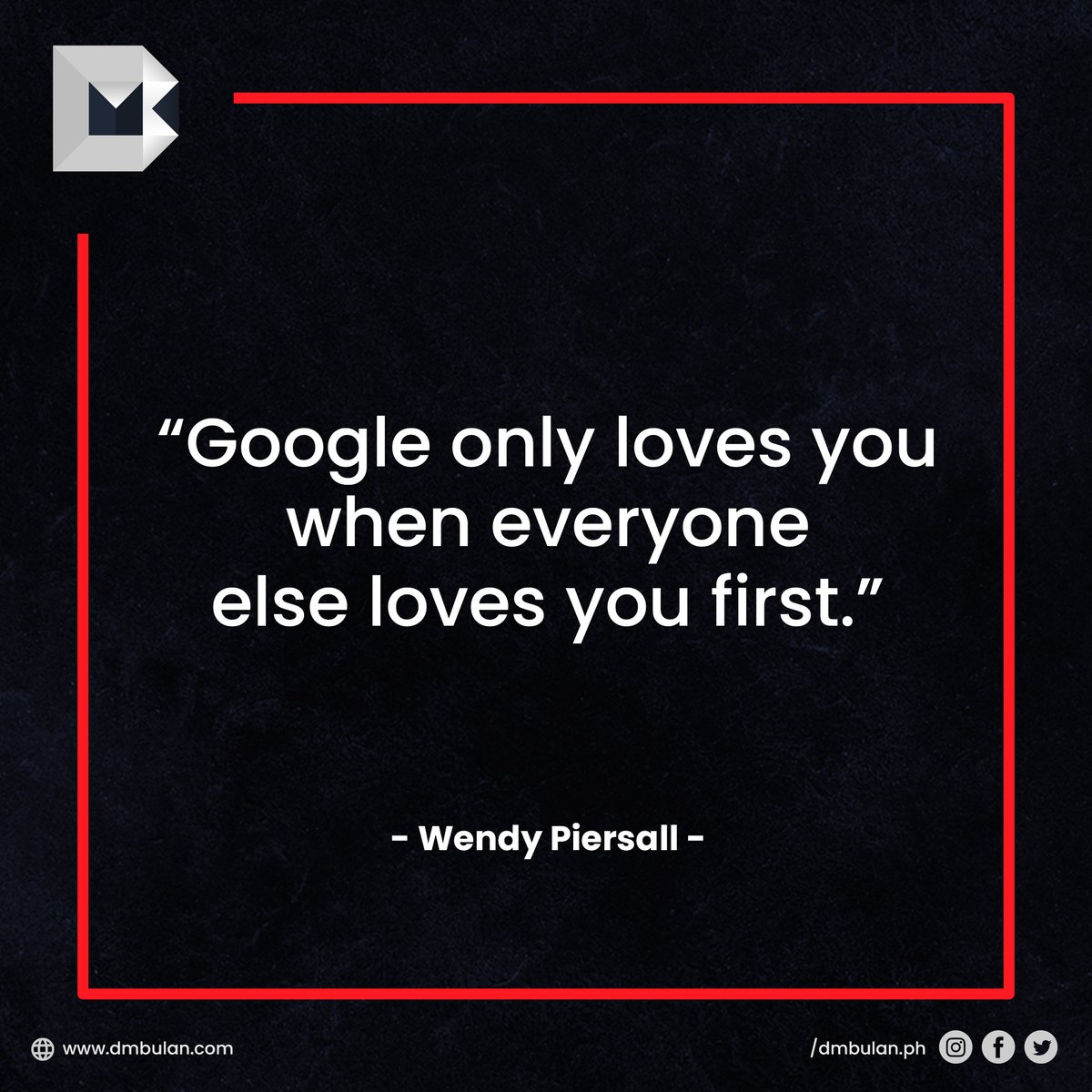 dmbulan's tweet photo. This is one of my favorite SEO quotes because it’s so simple, yet so true.  Google’s mission is to organize all the information online and present it so that the “best” is at the top of the search results.

#dmbulanph #WebDevelopment #Wordpress #EcommerceWebsite #SEO https://t.co/4mGhGXDrmf