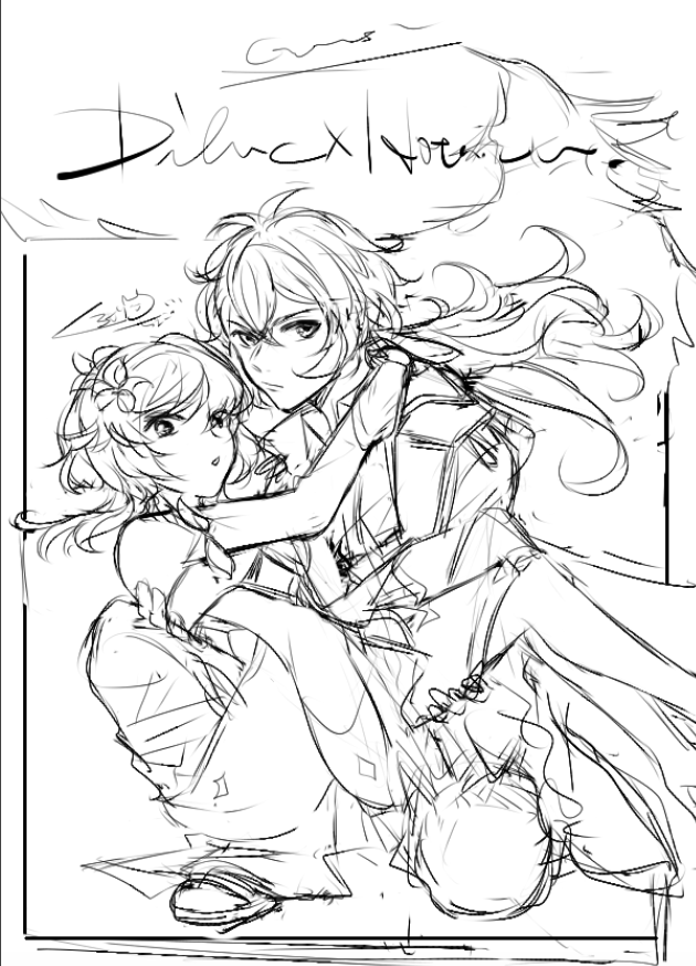 ディルほた Dilht お姫様抱っこ ラフ 服の装飾凄すぎてすでに挫折しそう 黒護にゃちょこの漫画