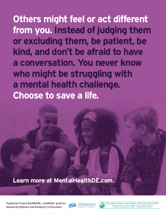 DelawarePBS's tweet photo. Want to be prepared to help save a life? Learn how to start the #mentalhealth conversation. https://t.co/Tz6OjenwvA 
@DEDeptofEd #SaveALife #DelAWARE https://t.co/27yIAvZF2m