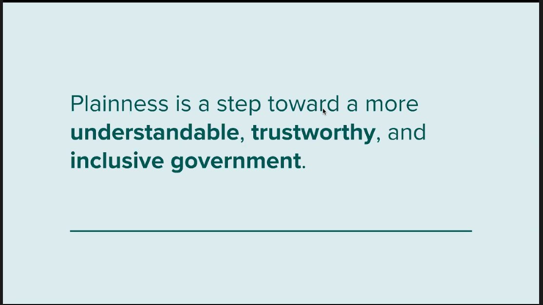Plain language improves trust in government, per <a href="/nicoleslaw/">Nicole Fenton</a>. 

Designers and writers, we can empower citizens and aid participation in democracy by replacing convoluted layouts and language with clear, consistent content.  #plainlanguage #plainsummit2020