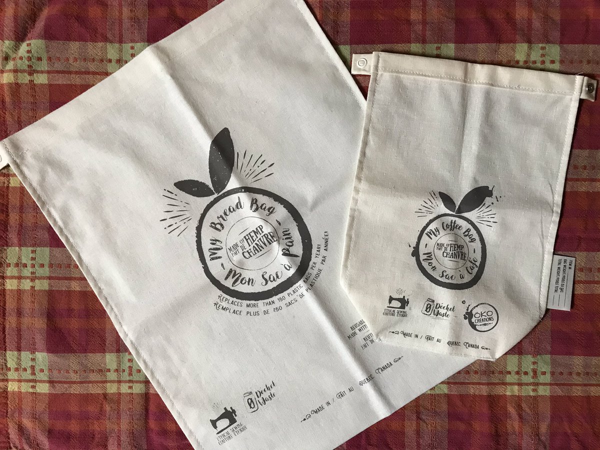 Keep it fresh with <a href="/okocreations/">Öko créations</a> conservation bread and coffee bags! - Bags made of 55% hemp/45% organic cotton and laminated with a waterproof food grade film to reduce condensation. #madeincanada 

Available for walk ins or take out. Tues-Fri 10-4. Sat 10-3.