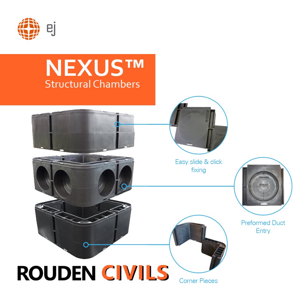 The <a href="/EJCOUK/">EJ</a>'s NEXUS Structural Chamber
- Lightweight
- Compliant to HSE regulations
- Unique patented twin wall design
- High-quality polypropylene modular system
- 100% recyclable
Want to know more? Call our sales team &amp; find out more or place a quote- 01795 504150