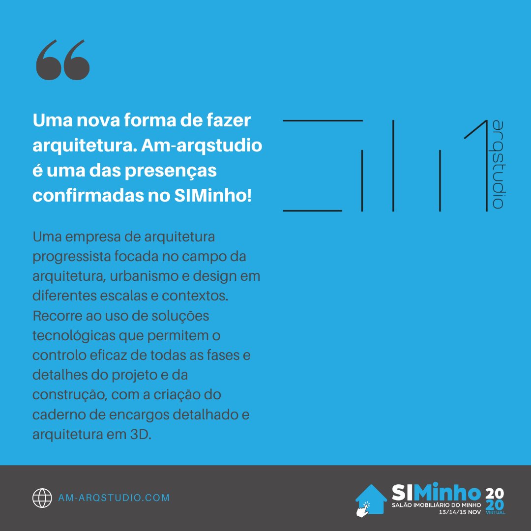 SiminhoOfficial's tweet photo. A Am-arqstudio é uma das presenças absolutamente confirmada no SIMinho 2020💪Com uma abordagem de #arquitetura progressista, fundamentada nas necessidades e desejos do cliente, e no equilíbrio com tecnologia e inovação. Não fique de fora. Inscreva-se hoje no #SIMinho, é GRATUITO. https://t.co/lyzMz5Wbzs