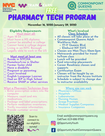 QueensCP's tweet photo. Free Pharmacy Tech Program
November 2020
#QueensCP @Commonpoint_Qns https://t.co/qKXsrduAdw