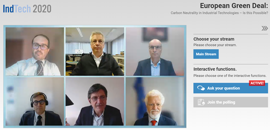 ASPIRE_P4Planet's tweet image. Time to moderate for Pierre Joris, A.SPIRE President, at #IndTech2020. 
&quot;European #GreenDeal:
Carbon Neutrality in #IndustrialTechnologies – Is this Possible?&quot; session is on. How to reduce the #carbonfootprint and overcome difficulties to pave the way to a sustainable future?