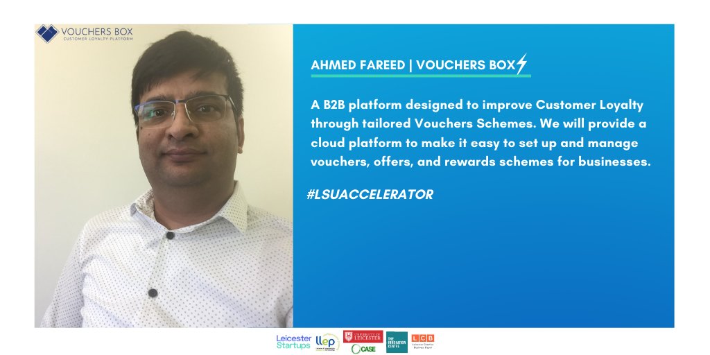LeicStartups's tweet photo. Ahmed @TechChaps is the founder of Vouchers Box
Vouchers Box is a cloud based B2B platform to make it easy to set up and manage vouchers, offers and reward schemes 🎟️
🔗 https://t.co/ZWmUt3IbMt
#LSUAccelerator https://t.co/LEHKBVOvnF