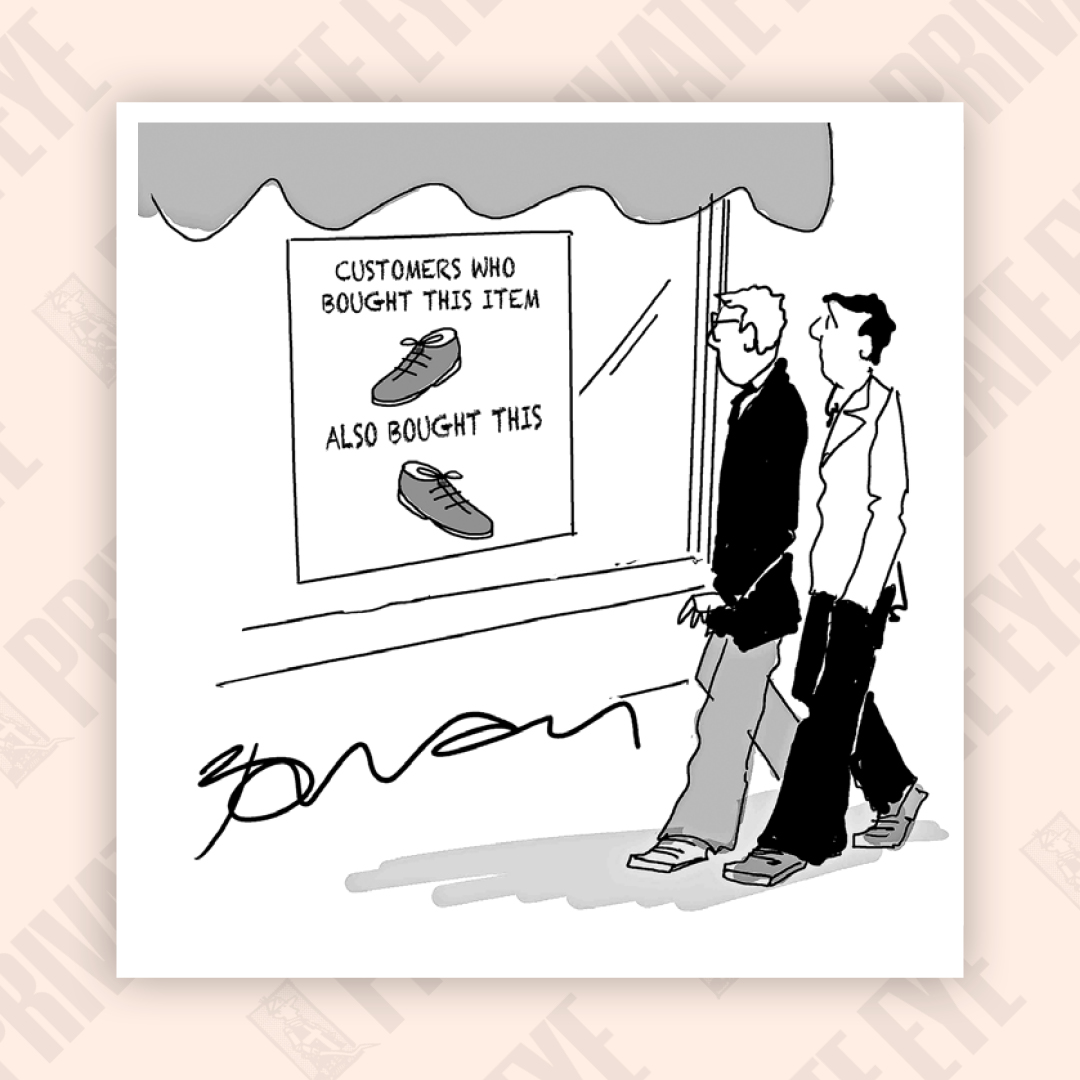 PrivateEyeNews's tweet photo. Top shopping tip: buy Private Eye each fortnight (or save money by subscribing: https://t.co/qfE7SkfwMN ) https://t.co/KeA92toKDK