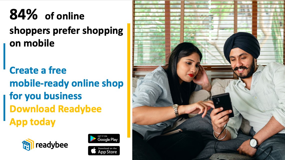 Create your own online mobile shop, with a beautiful digital catalogue, free of cost! Sell on WhatsApp, Facebook and other social media with your own online shop with Readybee app. Link to download: r-b.biz/r/twitter #onlineshopping #business