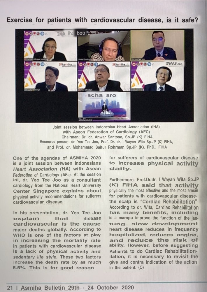 TJ_Yeo's tweet photo. Summary of the joint session between @inaheartperki & AFC - #Exercise for pts w CVD
Thanks for the link @rifansyah
Translation by @GoogleTranslatr (not too shabby)
#ASMIHA #CardiacRehab #SportsCardiology https://t.co/0OkvHGMsjJ