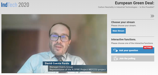 ASPIRE_P4Planet's tweet image. On #IndTech2020 stage now: @MefCO2_EU, one of #SPIRE projects.
Adaptability to #CO2 sources; flexibility of methanol reactor and to #renewableenergy variability; versatility of methanol to substitute fossils. This concept behind the impressive CCUS performances in #CO2reduction!