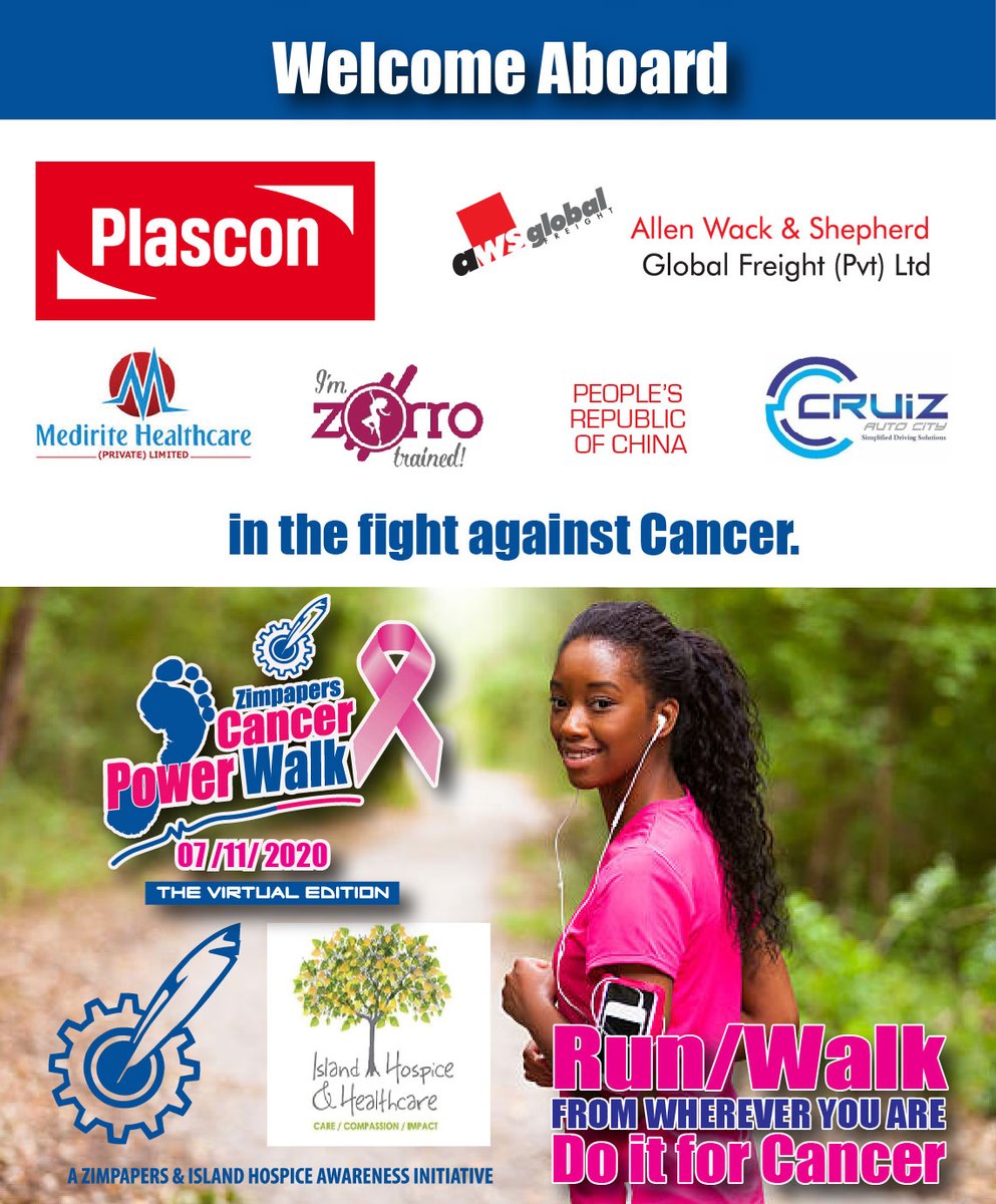 BTonhodzayi's tweet photo. Thanking our sponsors for #ZimpapersCancerPowerWalk 2020. And all of you who donated.  You rock. How about you? Have you donated yet? @fkangondo @awszimbabwe @PrinceMukanyawu @CruizAutoCity @DJCleo11 @Mavhure @ChineseZimbabwe @China_Amb_Zim @HMetro_ @HeraldZimbabwe @DonMajukwa https://t.co/JFL8EZCb3p