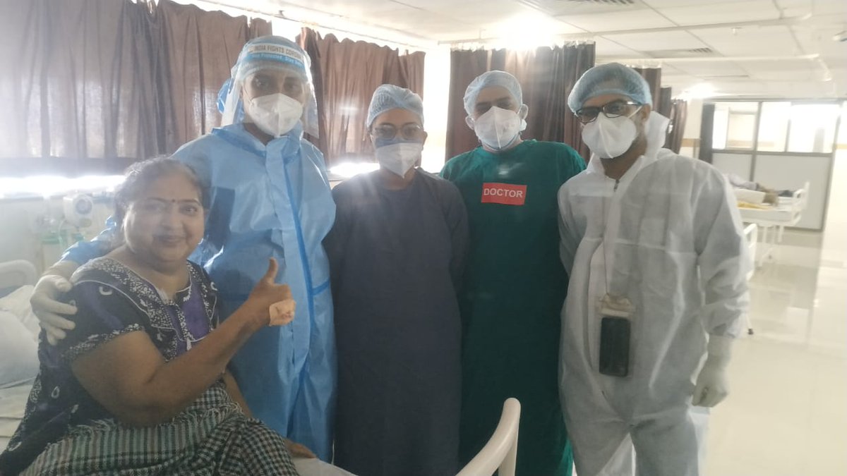 રેણુકાબેન ભટ્ટ, ઉ.વ.50,ને 3 સપ્ટેમ્બરે કોવિડ પોઝિટિવ આવેલ, ત્યારબાદ 20 દિવસ Bipap, 15 દિવસ HFNC અને 10 દિવસ NRBM પર હતા. તેમને 50 દિવસ બાદ 22 ઓક્ટોબરે રજા આપવામાં આવેલ. કોવિડ હોસ્પિટલના તમામ સ્ટાફનો એમણે આભાર માનેલ.
<a href="/PS_HFWDept/">Principal Secretary GoG, Health & Family Dept</a> <a href="/pkumarias/">Pankaj Kumar</a> <a href="/joshirakesh2016/">Dr. Rakesh Joshi</a> <a href="/DrHitendra77/">Dr Hitendra Desai</a> <a href="/CMOGuj/">CMO Gujarat</a>