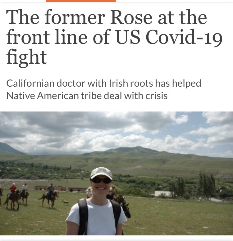 GalwayRose_'s tweet photo. Great article in today’s @IrishTimes about our 1997 San Francisco Rose Maureen Bartee who is a Californian Doctor working on the front line of the US Covid-19 fight. Very interesting read about this amazing woman 💐 

https://t.co/vThjq1TvVO #roseoftralee https://t.co/Ck1lzVcM6E
