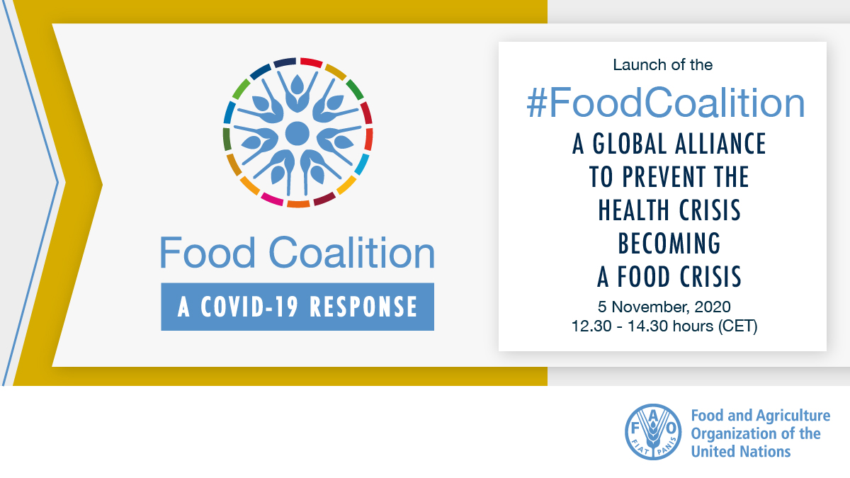 📢 REGISTER NOW | Launch of the #FoodCoalition, a multi-stakeholder alliance that will mobilize support in response to #COVID19 & towards more sustainable agri-food systems. 🗓️ 5 November, 2020 🕧 12.30 - 14.30 hours (CET) 📌 Register here 👉bit.ly/3mmBWWG