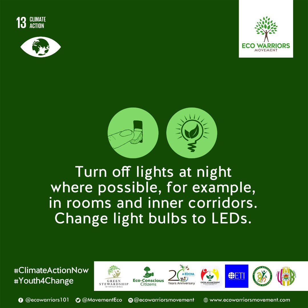 CLIMATE ACTION CAMPAIGN DAY 2
The Energy sector is a major contributor to Green House Gas emission. So use energy efficiently. If possible switch to renewable sources of energy. 
Turn off air conditioners and open windows for fresh air. It is much healthier. 
Take an action