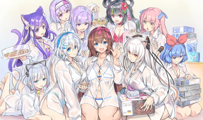 「ダボシャツ水着女子会コラボ(妄想)」
YUAちゃん誕生日配信の中で水着コラボやってみたい的な流れがあったので色々詰め込んで描いてみた
誕生日会はしゃいで楽しそうだったなぁYUAちゃん
そしていつか見てみたいなぁ水着コラボ… 